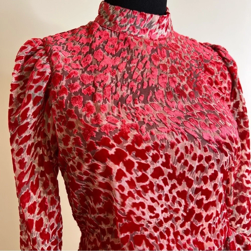 Nasty gal high neck draped detail animal mini dress size 2